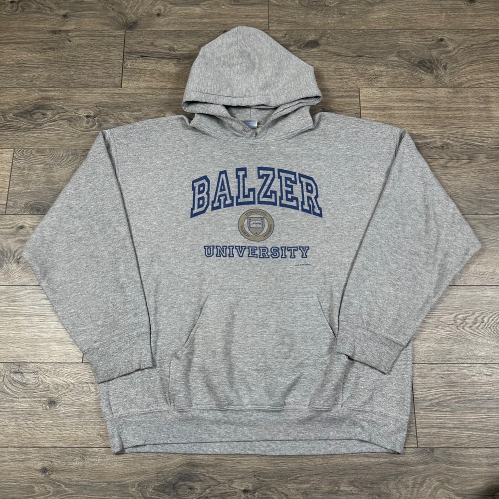Vintage Balzer University Sweatshirt Adult XL Gray Hoodie Pullover